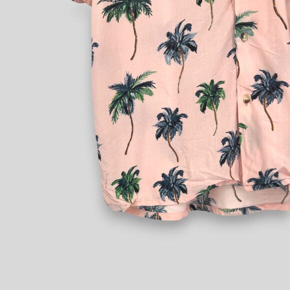 Urban Outfitters Palm Tree Casual Button-Up Shirt Pink Men's Size M - Picture 3 of 6